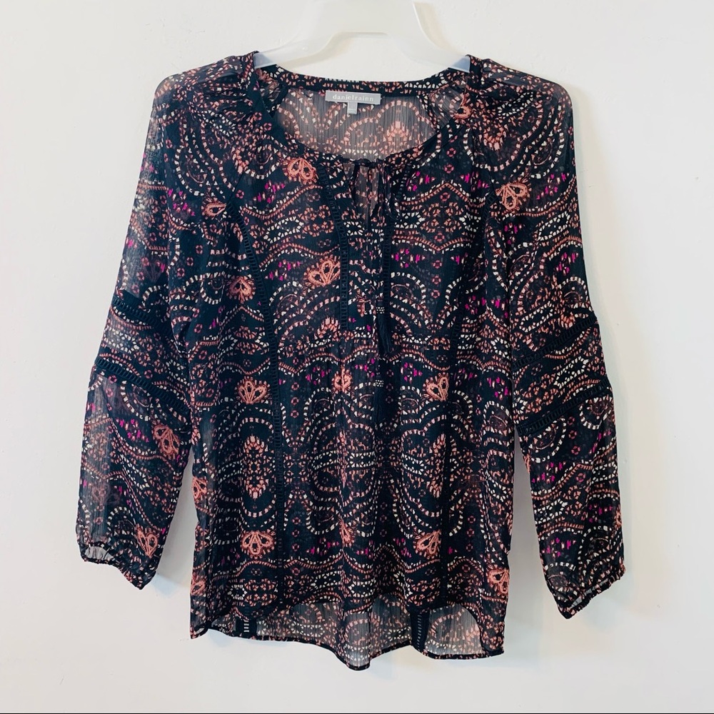Daniel Rainn Sheer Blouse Top Size L